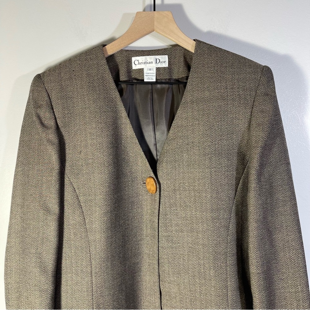 Vintage Christian Dior women's single-button wool blended blazer Jacket Size 8 - Picture 3 of 13